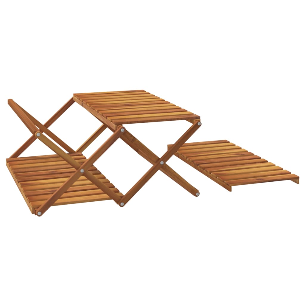 3-Tier Folding Shelf Brown 70x31x63 cm Solid Wood Acacia - Newstart Furniture