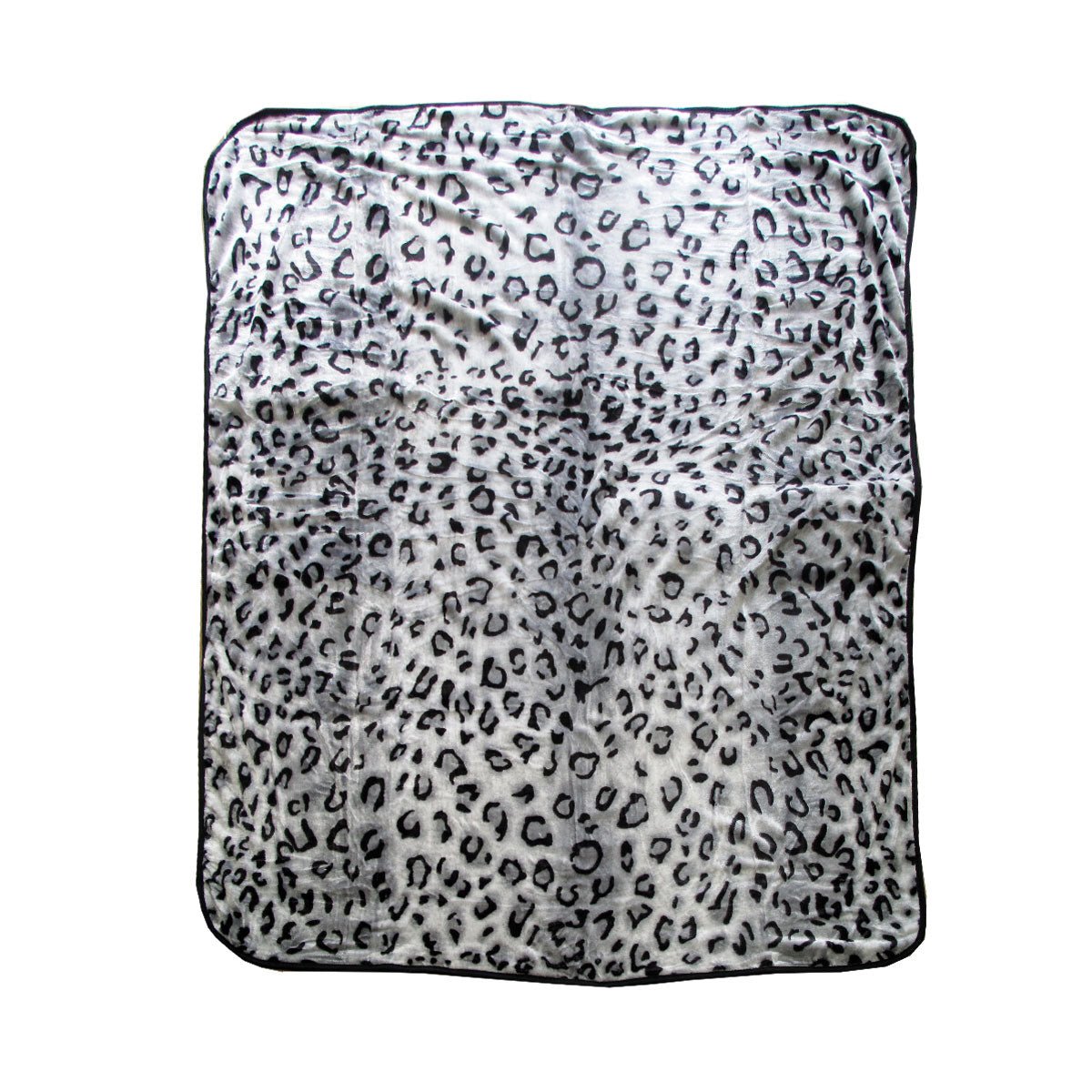 375gsm 1 Ply Animal Print Faux Mink Blanket Queen 200x240 cm Snow Leopard - Newstart Furniture