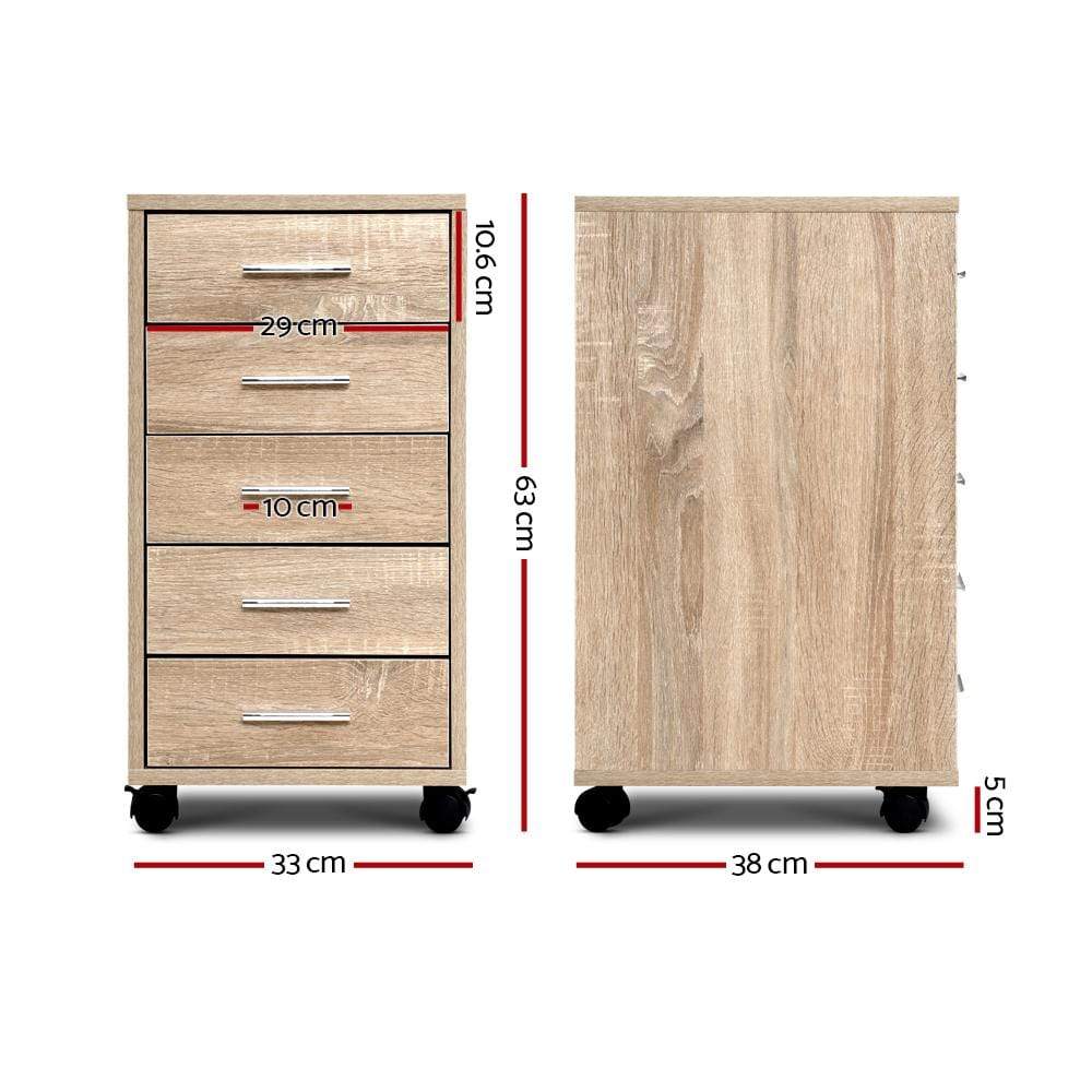 5-Drawer Wood Filing Cabinet for Extra Storage - Newstart Furniture
