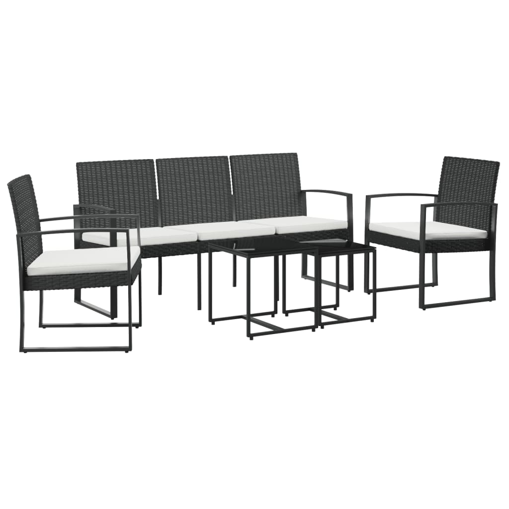 5 piece Garden Dining Set with Cushions Black PP Rattan - Newstart Furniture