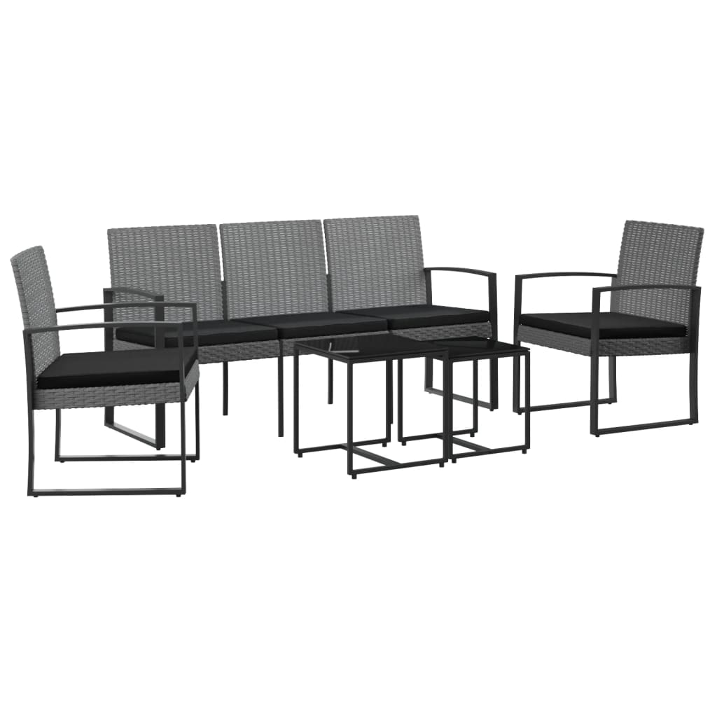 5 piece Garden Dining Set with Cushions Dark Grey PP Rattan - Newstart Furniture