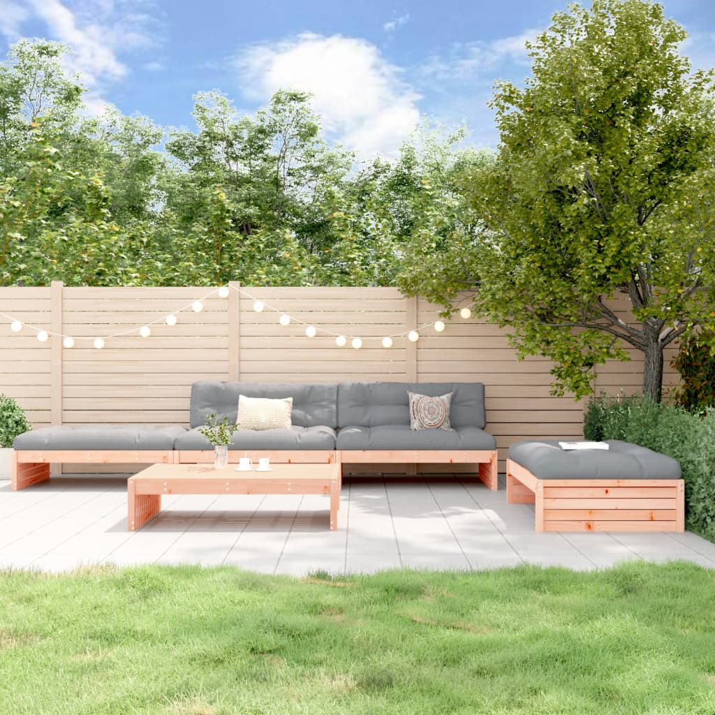 5 Piece Garden Lounge Set with Cushions Solid Wood Douglas - Newstart Furniture