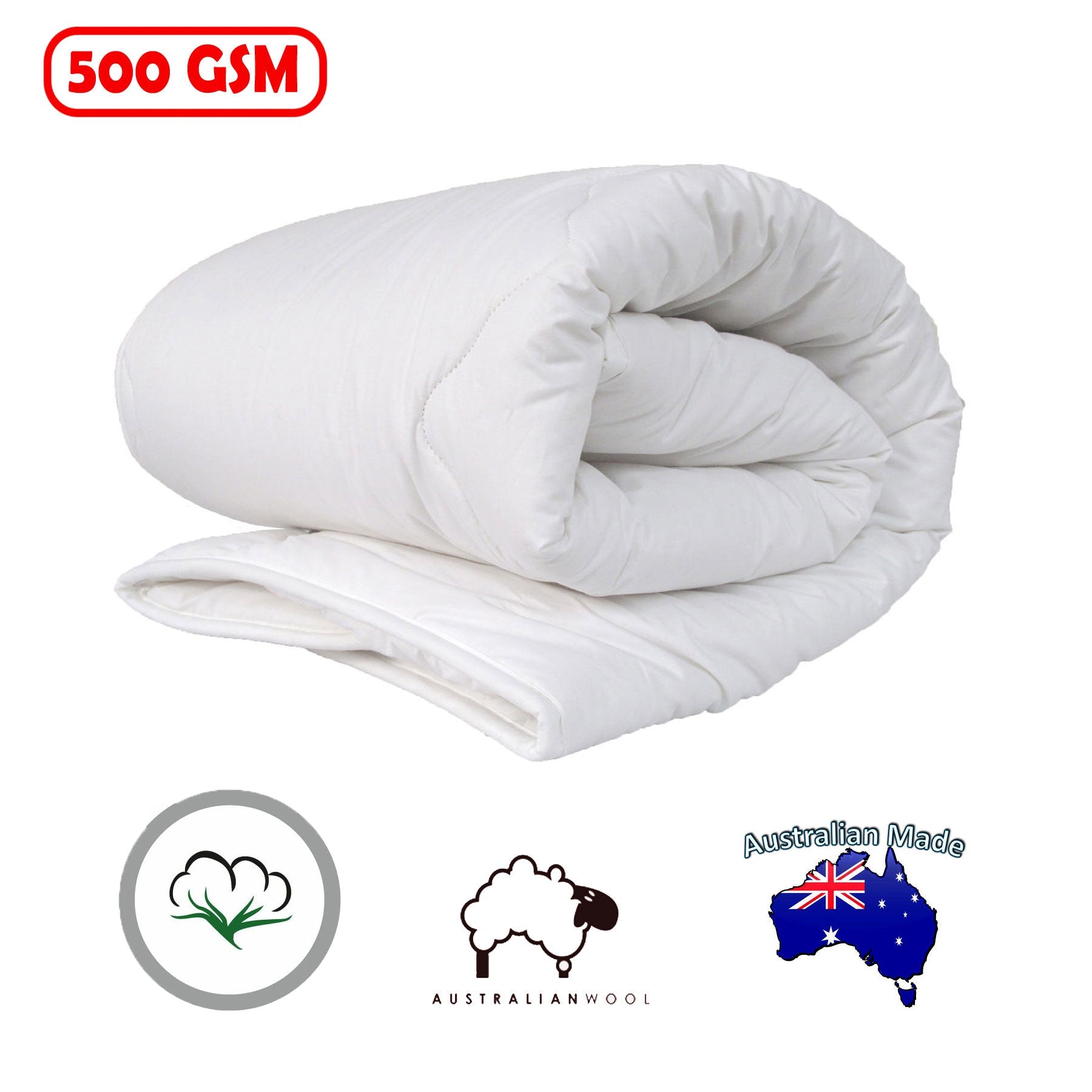 500GSM Australian Wool Quilt Cot Size - Newstart Furniture