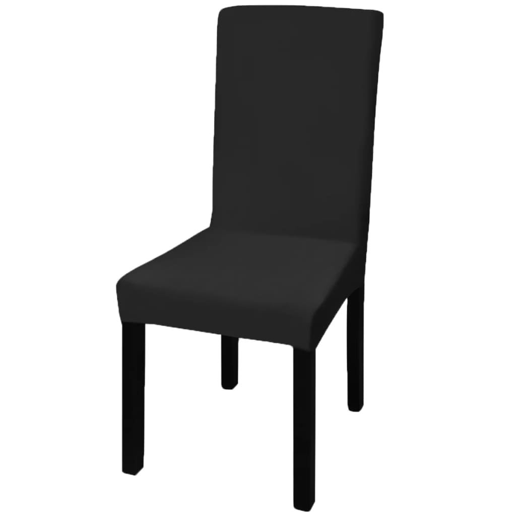 6 pcs Black Straight Stretchable Chair Cover - Newstart Furniture