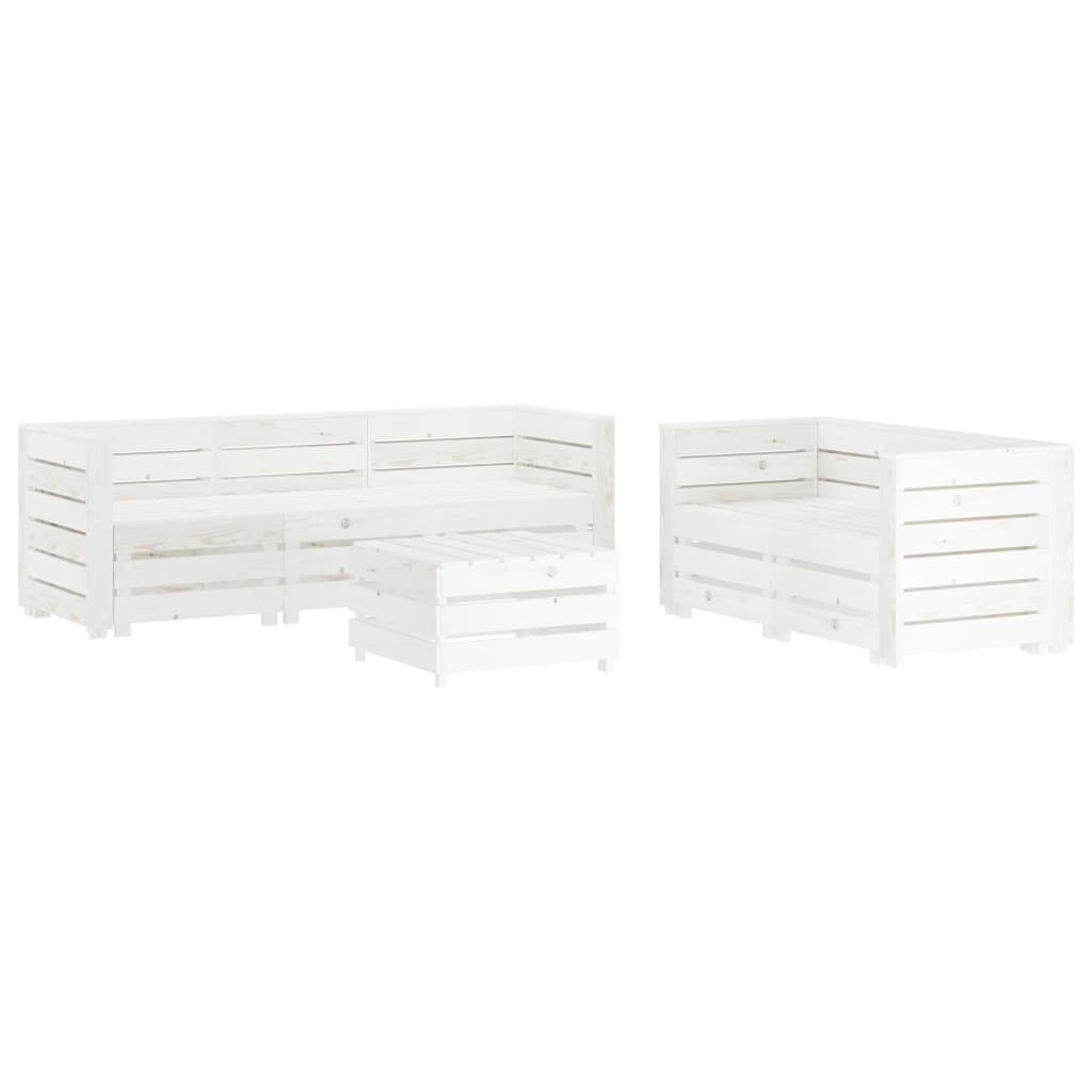 6 Piece Garden Lounge Set Pallets Wood White - Newstart Furniture