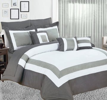 10 piece comforter and sheets set queen charcoal - Newstart Furniture