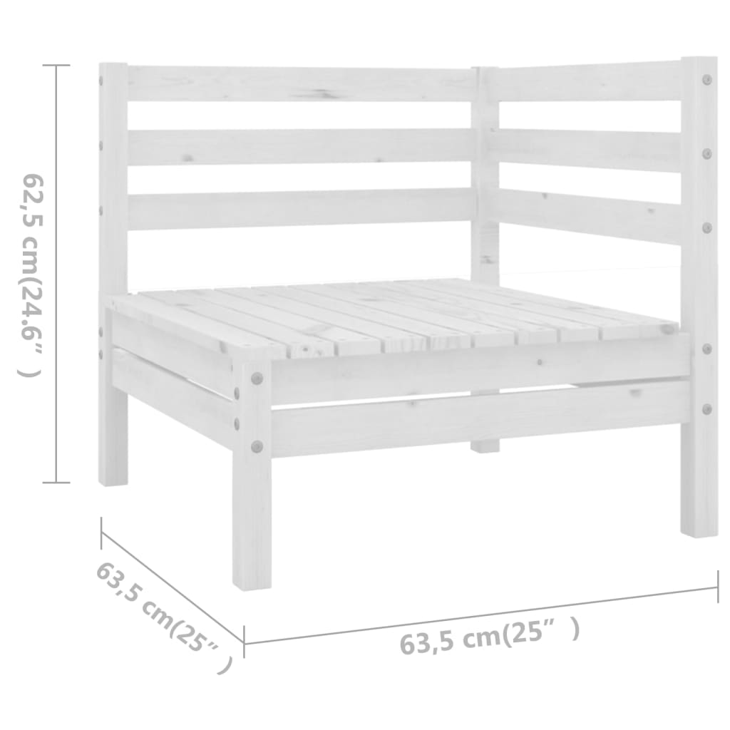 10 Piece Garden Lounge Set Solid Pinewood White - Newstart Furniture