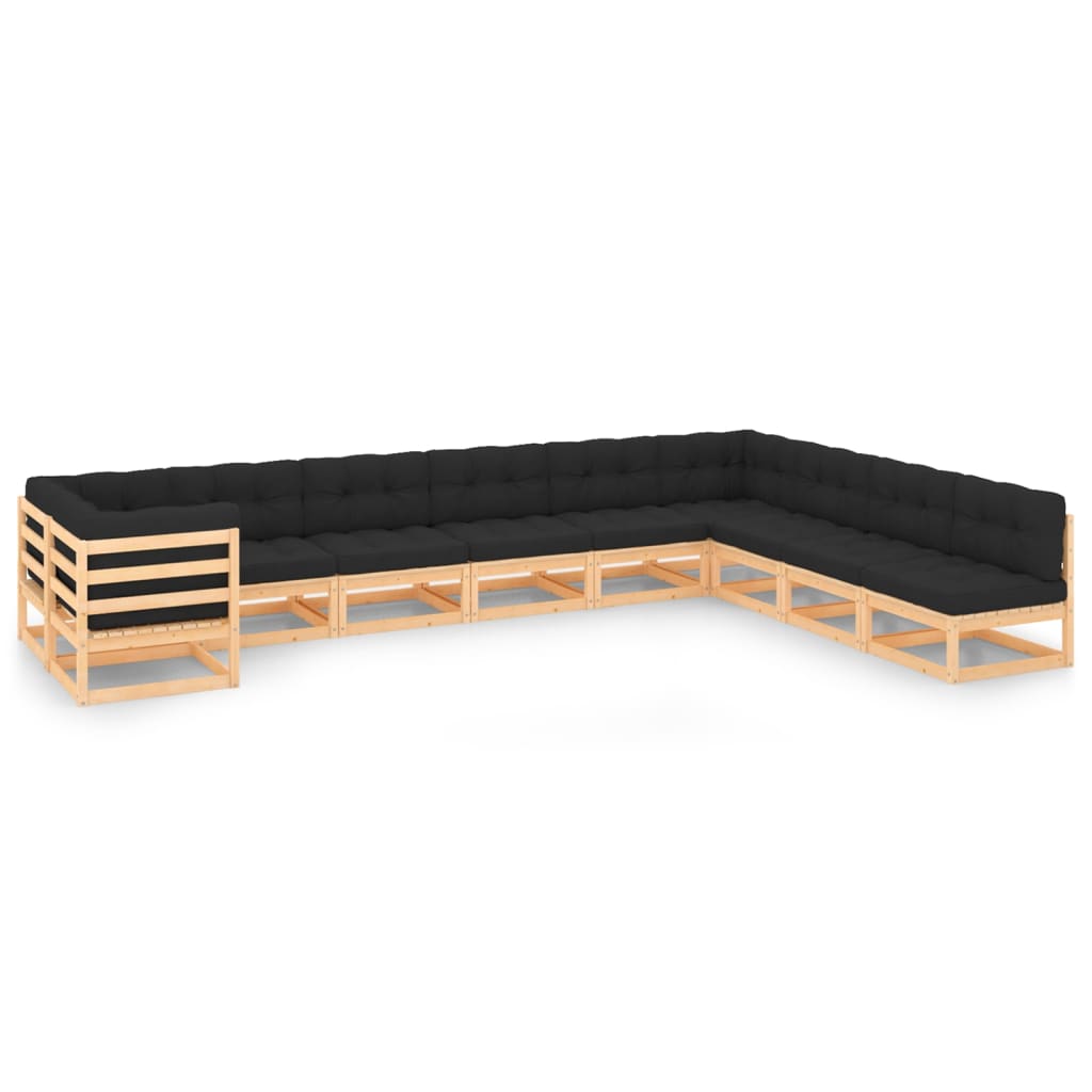 10 Piece Garden Lounge Set with Anthracite Cushions Pinewood - Newstart Furniture