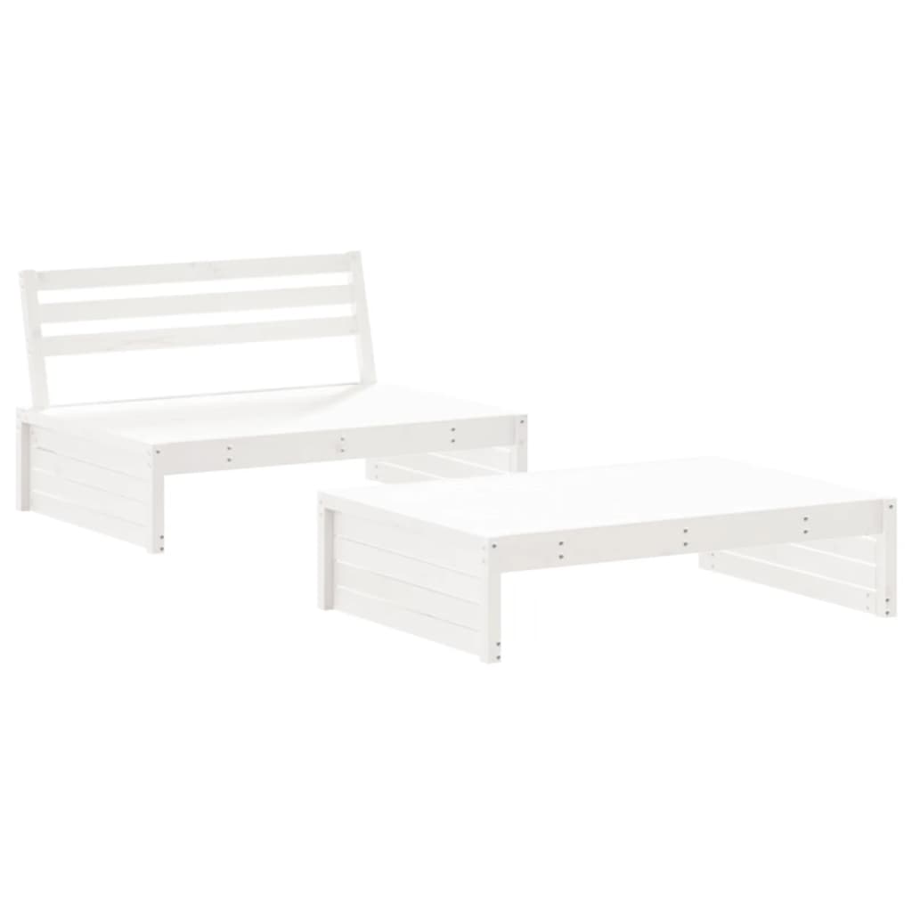 2 Piece Garden Lounge Set with Cushions White Solid Wood - Newstart Furniture