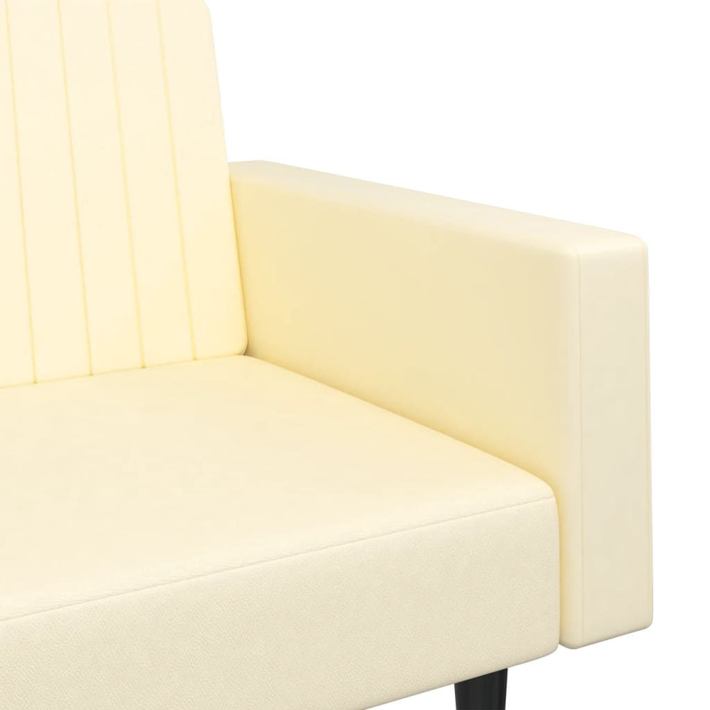 2-Seater Sofa Bed Cream Faux Leather - Newstart Furniture