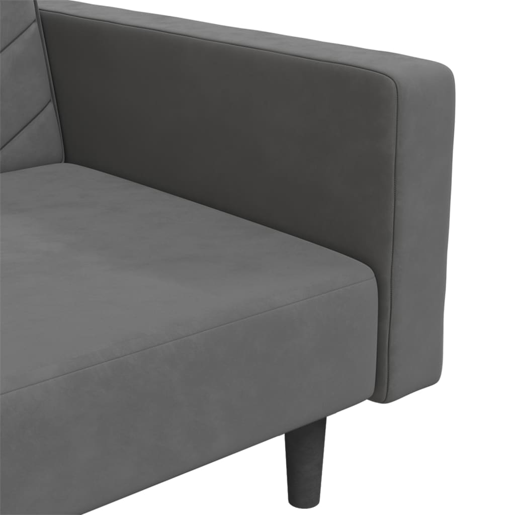 2-Seater Sofa Bed with Two Pillows Dark Grey Velvet - Newstart Furniture