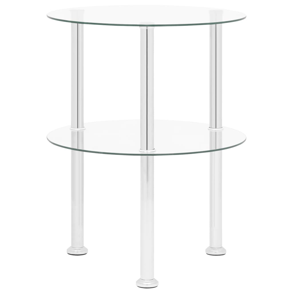 2-Tier Side Table Transparent 38 cm Tempered Glass - Newstart Furniture