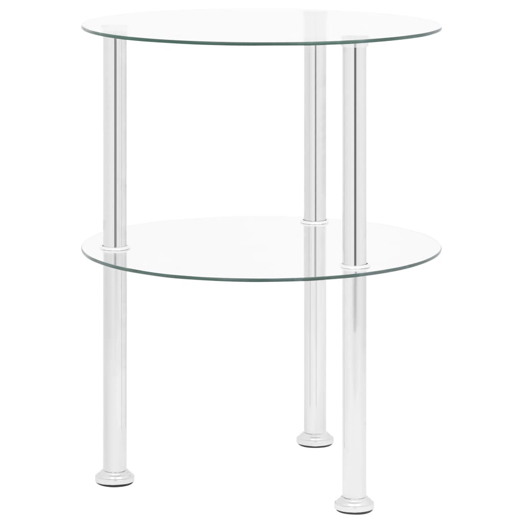 2-Tier Side Table Transparent 38 cm Tempered Glass - Newstart Furniture