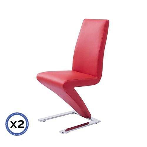 2 X Z Chair Red Colour - Newstart Furniture