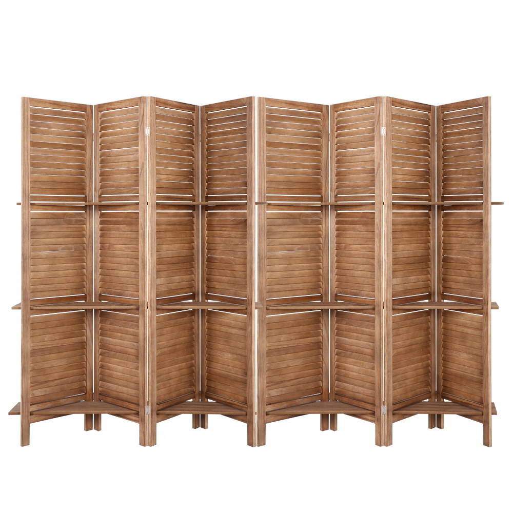 Artiss Room Divider Screen 8 Panel Privacy Dividers Shelf Wooden Timber Stand - Newstart Furniture