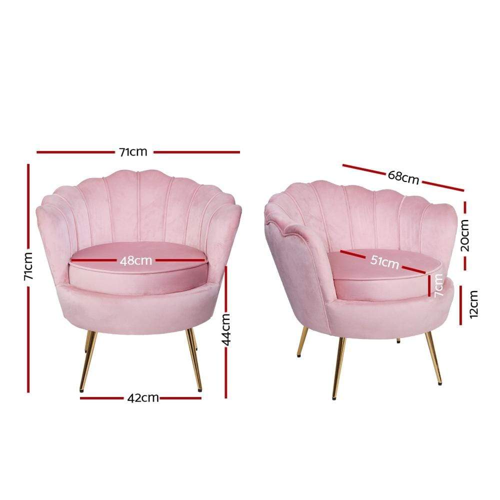Artiss Retro Accent Lounge Armchair Velvet Pink - Newstart Furniture