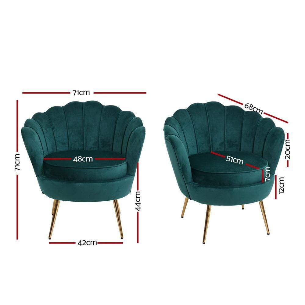Artiss Retro Accent Lounge Armchair Velvet Green - Newstart Furniture