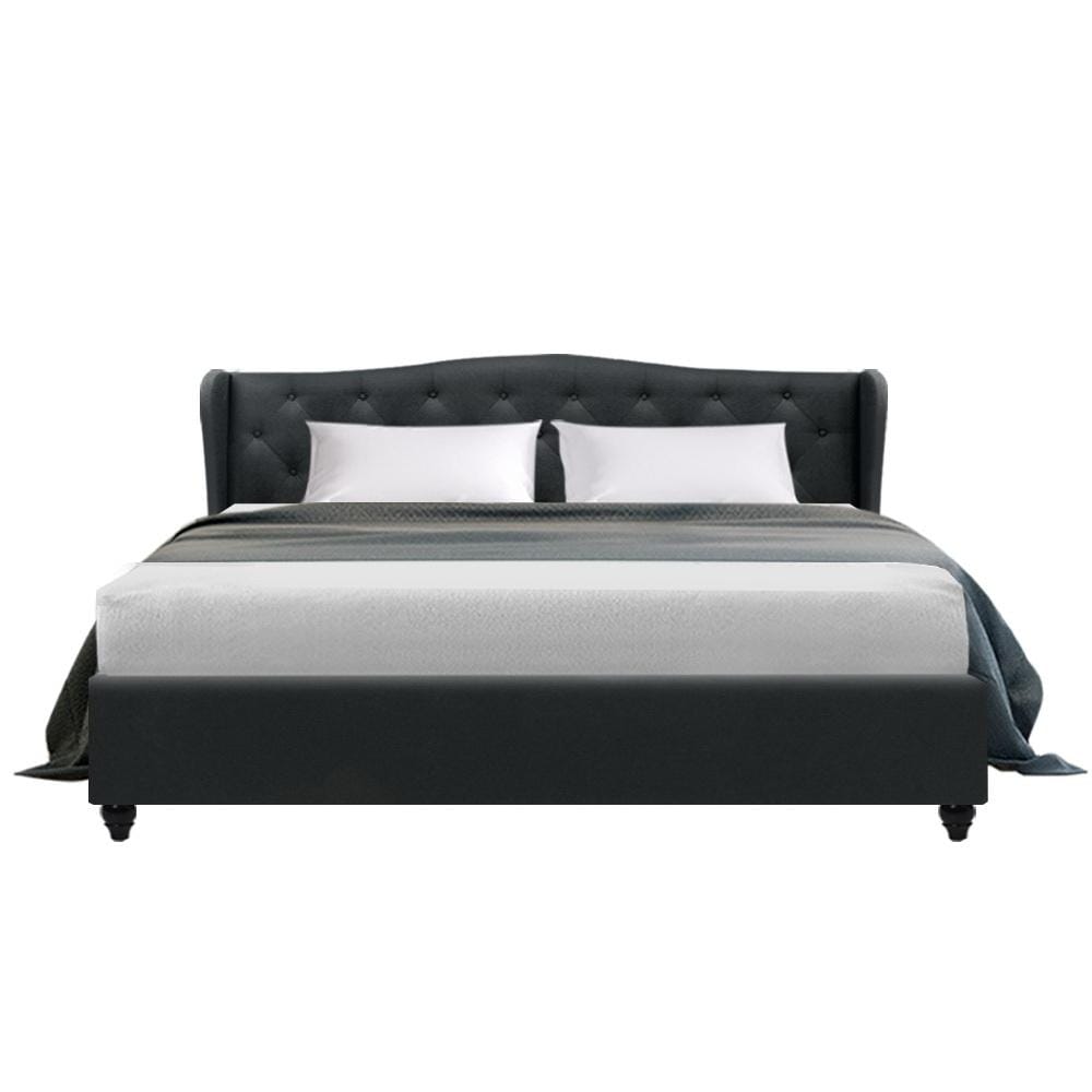 Artiss Pier Bed Frame Fabric - Charcoal King - Newstart Furniture