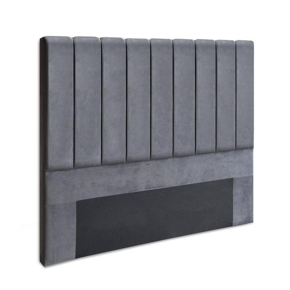 Artiss Bed Head Headboard Double Size Bedhead Velvet Frame Base VELA Grey - Newstart Furniture