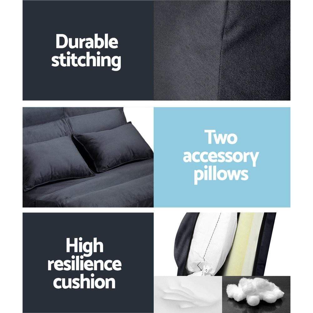 Artiss Lounge Sofa Bed Floor Recliner Chaise Chair Folding Adjustable Suede - Newstart Furniture