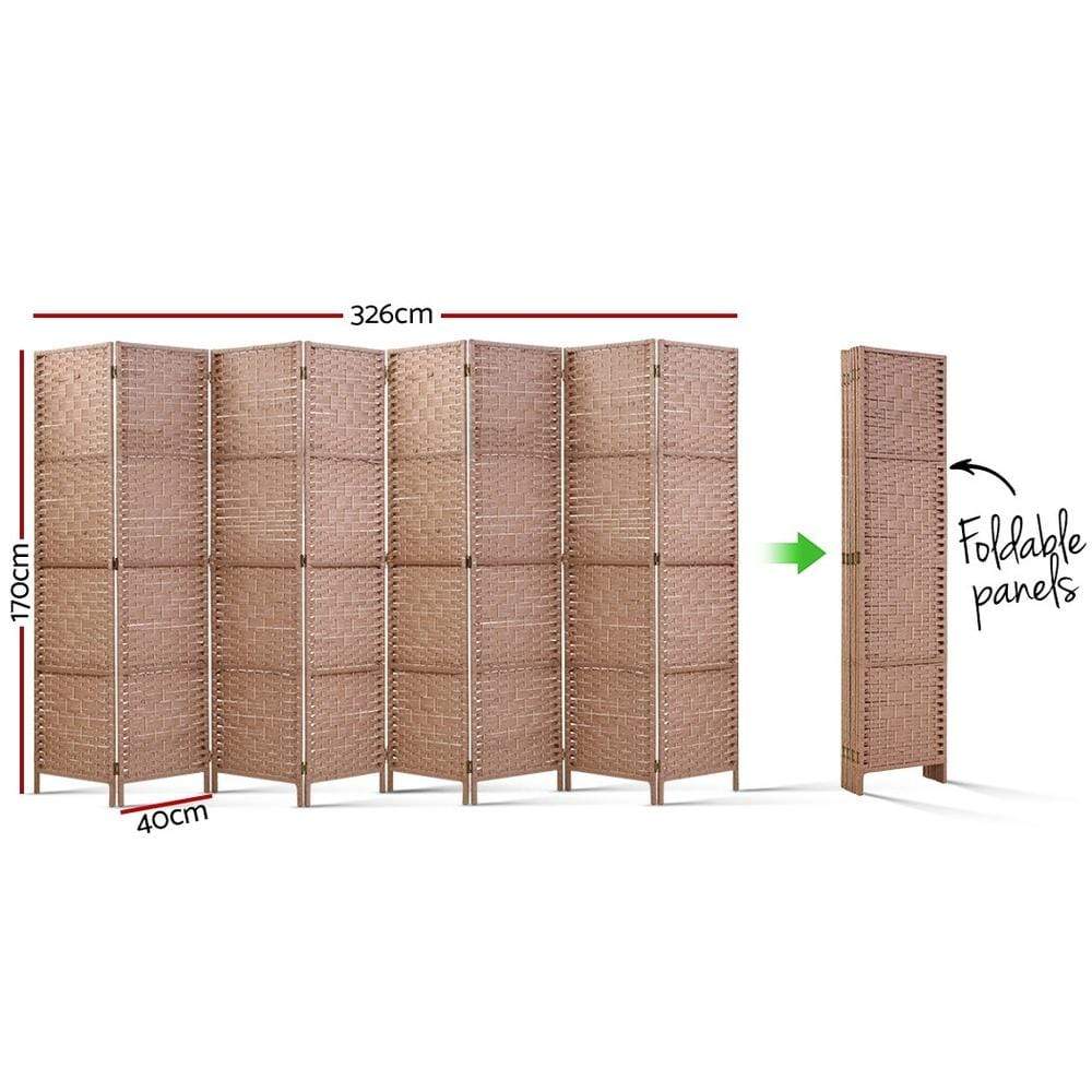 Artiss 8 Panel Room Divider Screen Privacy Timber Foldable Dividers Stand Natural - Newstart Furniture
