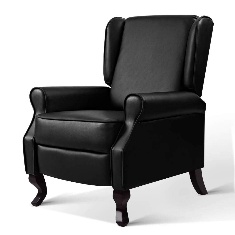 Artiss Recliner Chair Luxury Lounge Armchair Single Sofa Couch PU Leather Black - Newstart Furniture