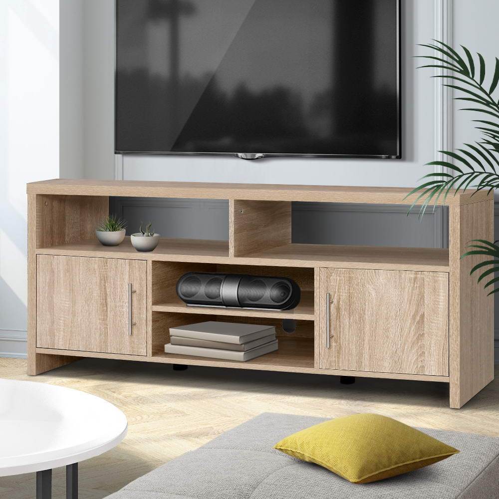 Artiss TV Cabinet Entertainment Unit Stand Storage Shelf Sideboard 140cm Oak - Newstart Furniture