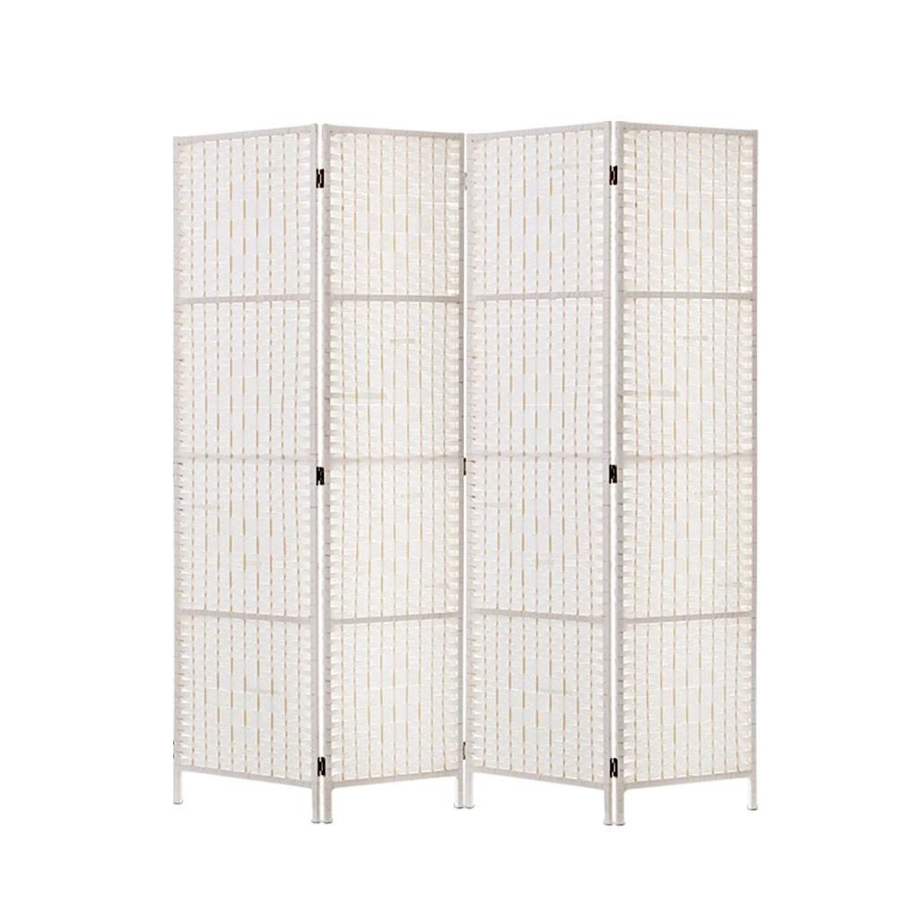 Artiss 4 Panel Room Divider Screen Privacy Timber Foldable Dividers Stand White - Newstart Furniture