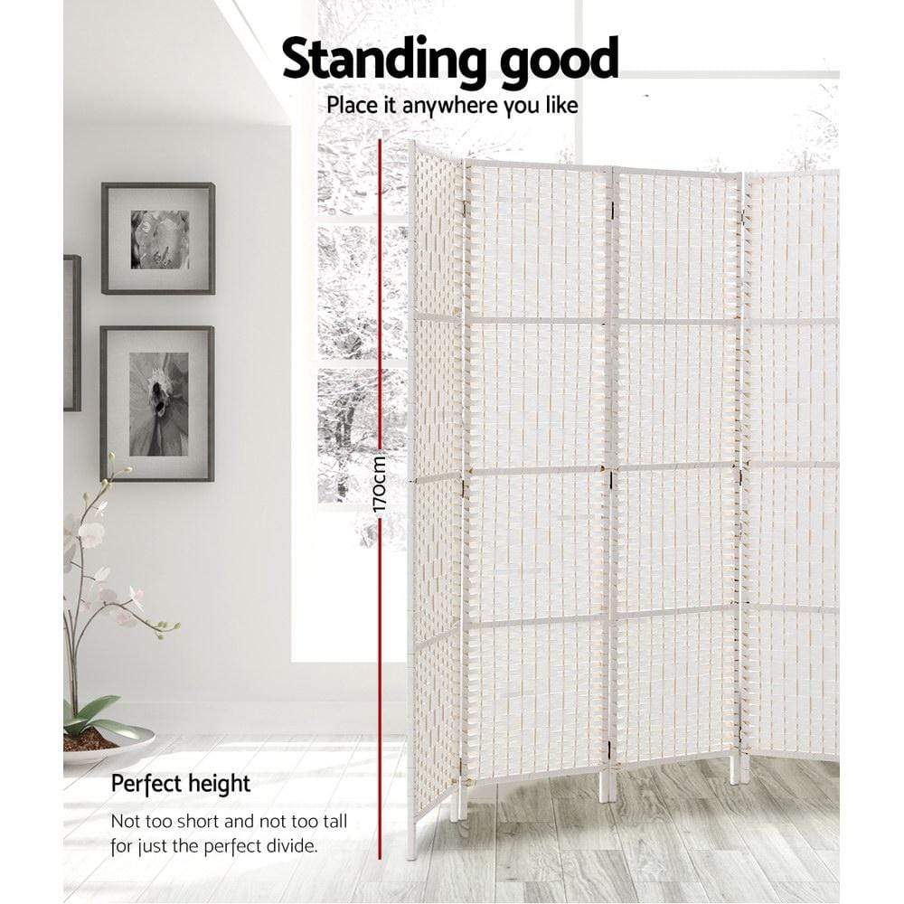 Artiss 8 Panel Room Divider Screen Privacy Timber Foldable Dividers Stand White - Newstart Furniture