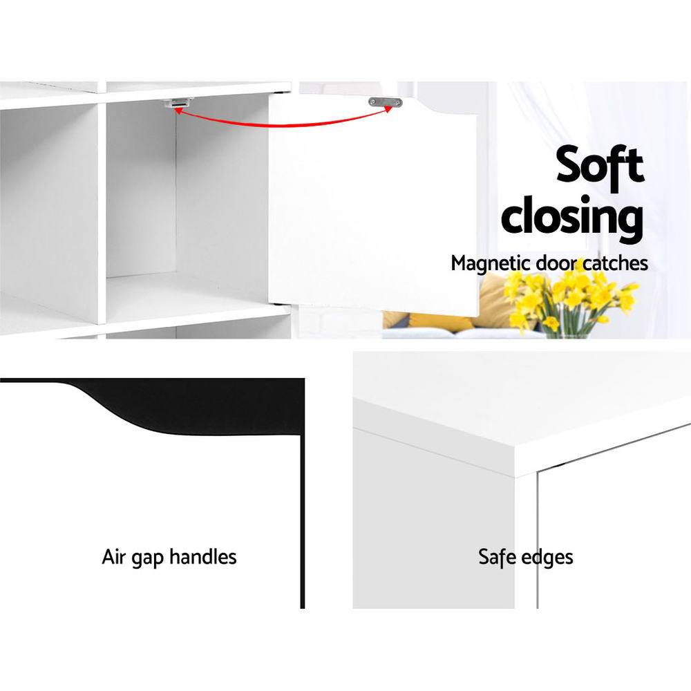 Artiss Display Shelf 8 Cube Storage 4 Door Cabinet Organiser Bookshelf Unit White - Newstart Furniture