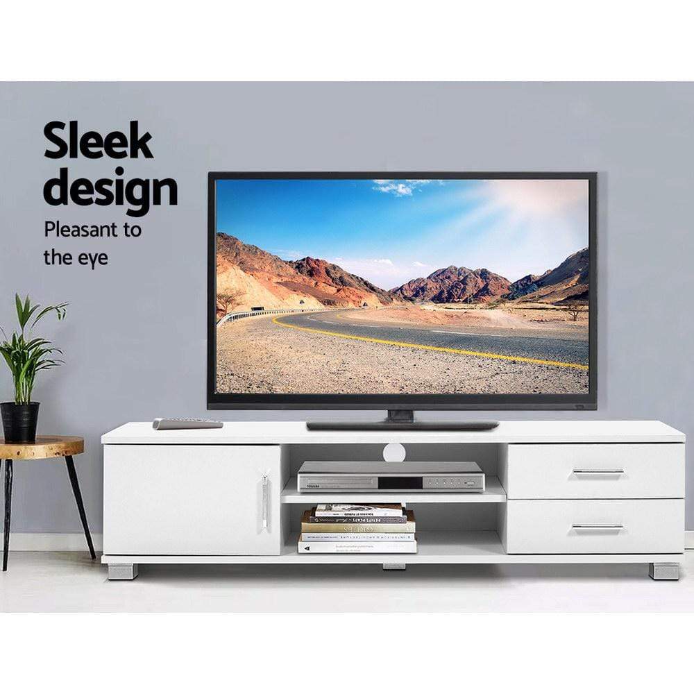 Artiss 120cm TV Stand Entertainment Unit Storage Cabinet Drawers Shelf White - Newstart Furniture