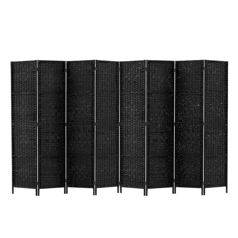 Artiss 8 Panel Room Divider Screen Privacy Timber Foldable Dividers Stand Black - Newstart Furniture