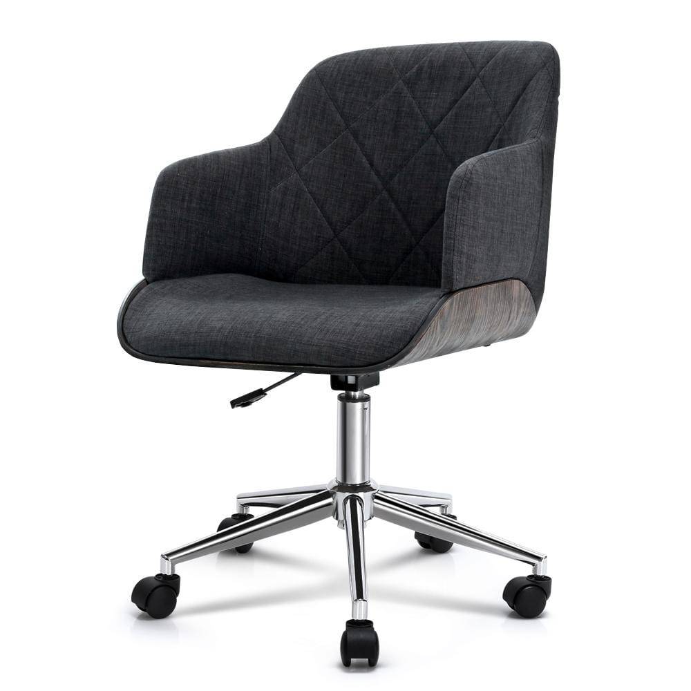 Artiss Wooden Office Chair Computer Gaming Chairs Executive Fabric Grey - Newstart Furniture