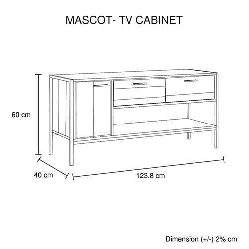 Mascot TV Cabinet Entertainment Storage Unit Oak Colour - Newstart Furniture