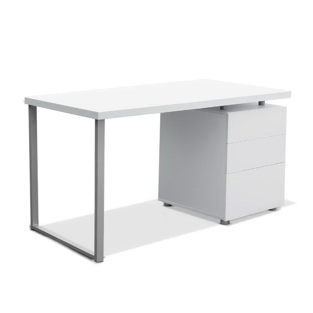 Artiss Metal Desk with 3 Drawers - White - Newstart Furniture
