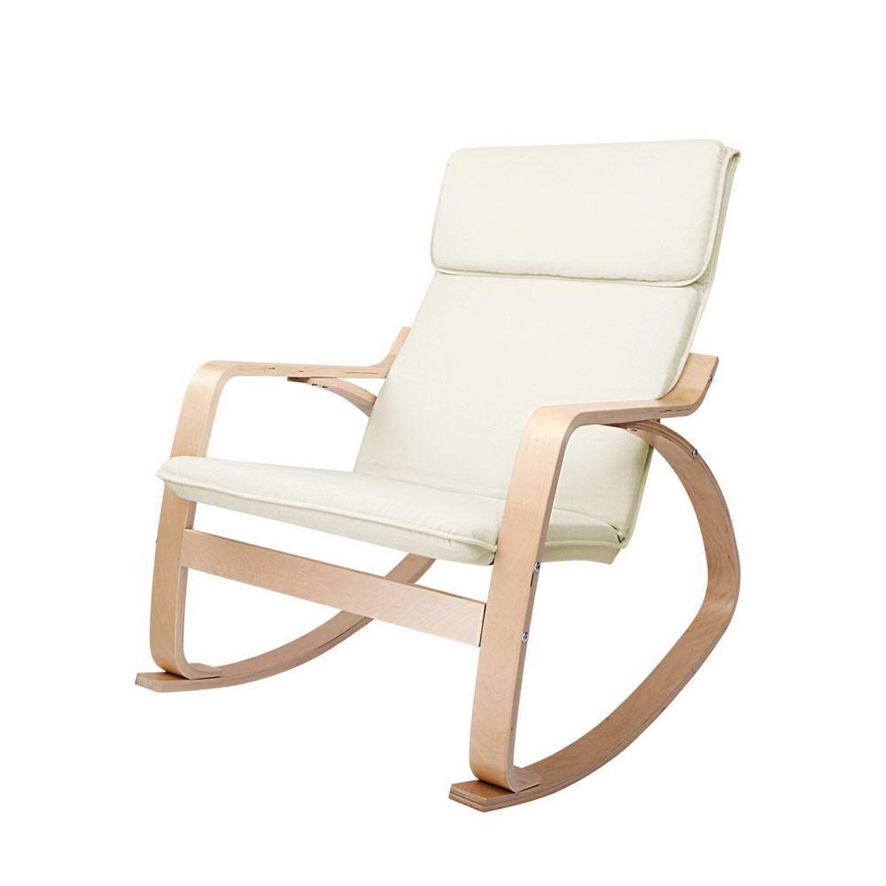 Artiss Fabric Rocking Armchair - Beige - Newstart Furniture