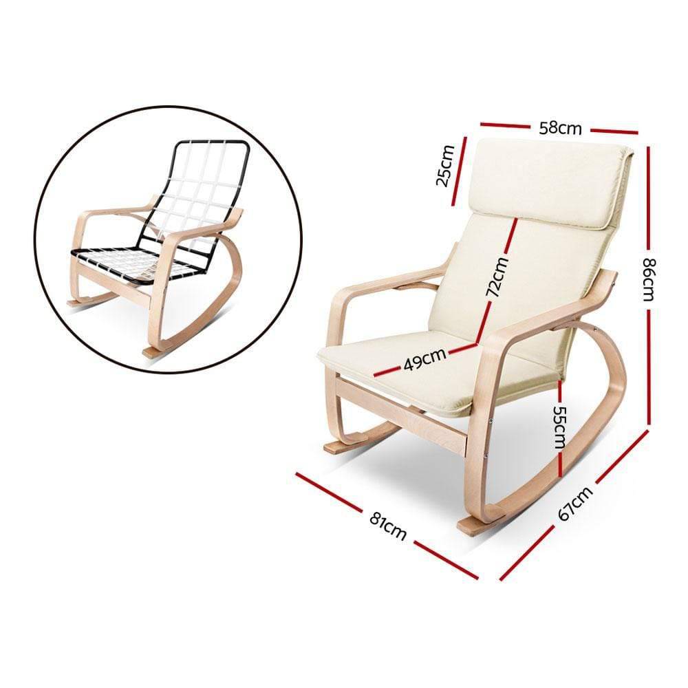 Artiss Fabric Rocking Armchair - Beige - Newstart Furniture