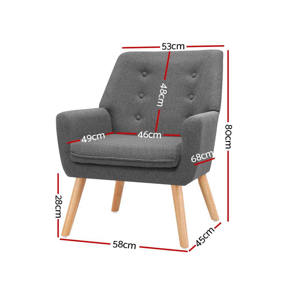 Artiss Fabric Dining Armchair - Grey - Newstart Furniture