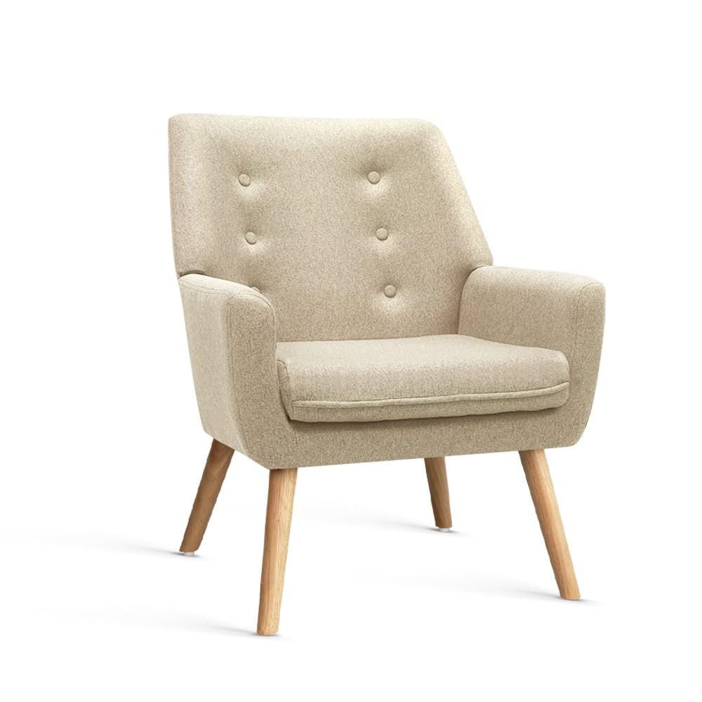 Artiss Fabric Dining Armchair - Beige - Newstart Furniture