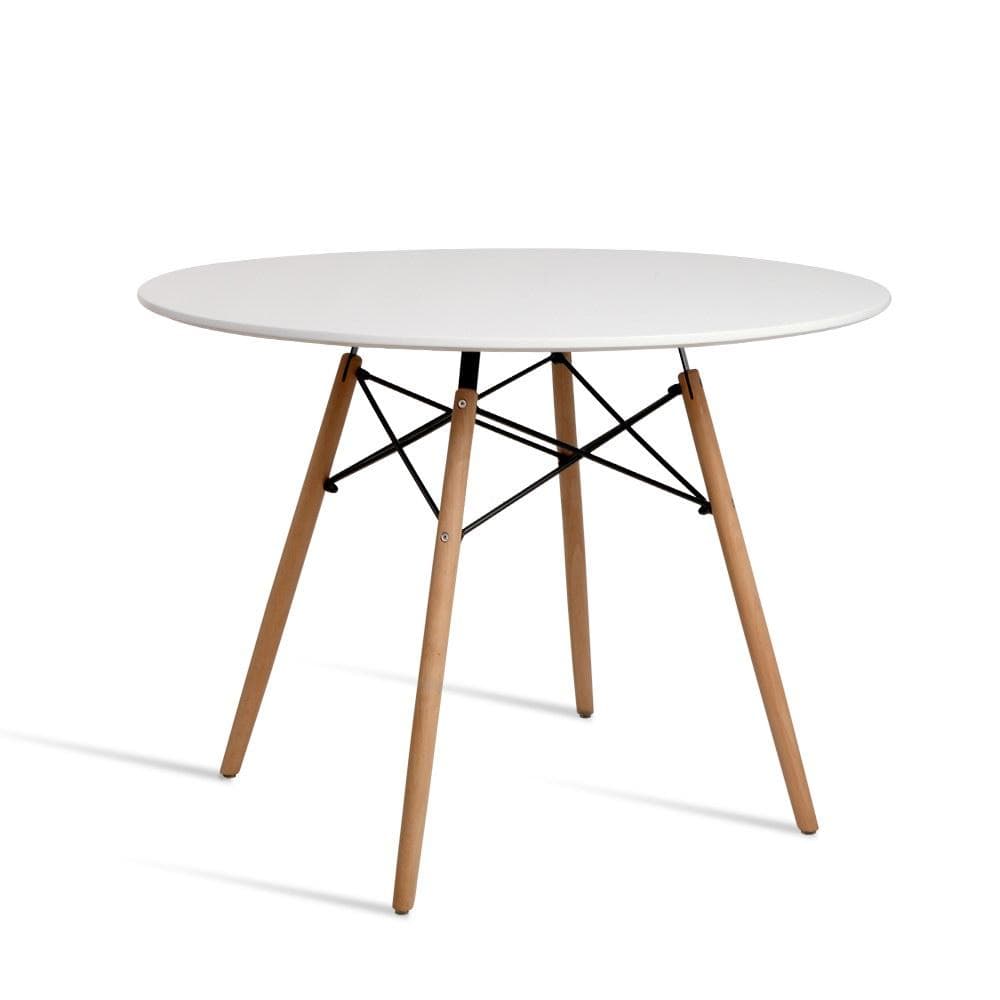 Artiss Dining Table 4 Seater Round Replica DSW Eiffel Kitchen Timber White - Newstart Furniture