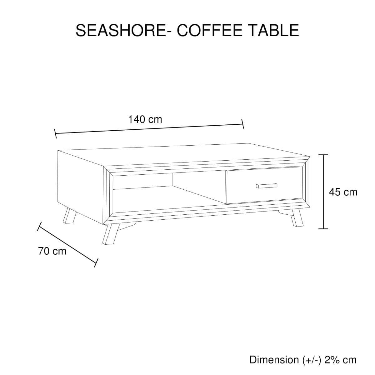 Seashore Coffee Table 2 Drawers - Newstart Furniture