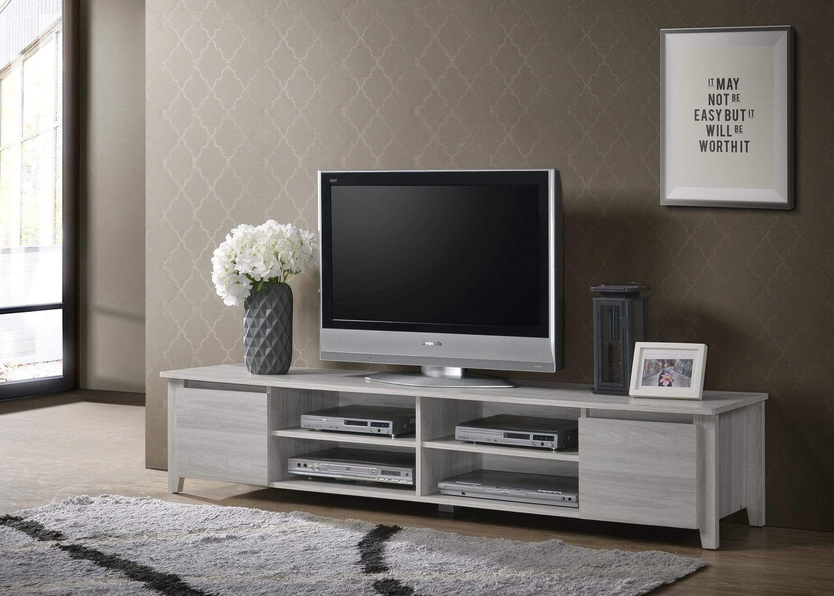 TV Stand Entertainment Unit 180cm In White Oak - Newstart Furniture