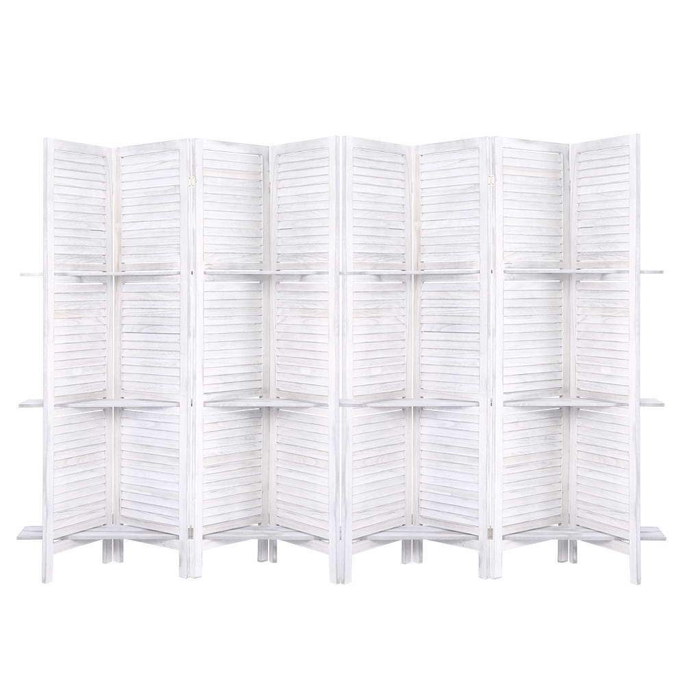 Artiss Room Divider Screen 8 Panel Privacy Foldable Dividers Timber Stand Shelf - Newstart Furniture