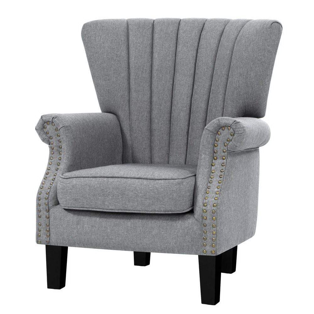 Artiss Upholstered Fabric Armchair Accent Tub Chairs Modern seat Sofa Lounge Grey - Newstart Furniture