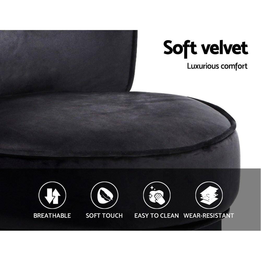 Artiss Velvet Vanity Stool Backrest Stools Dressing Table Chair Makeup Bedroom Black - Newstart Furniture