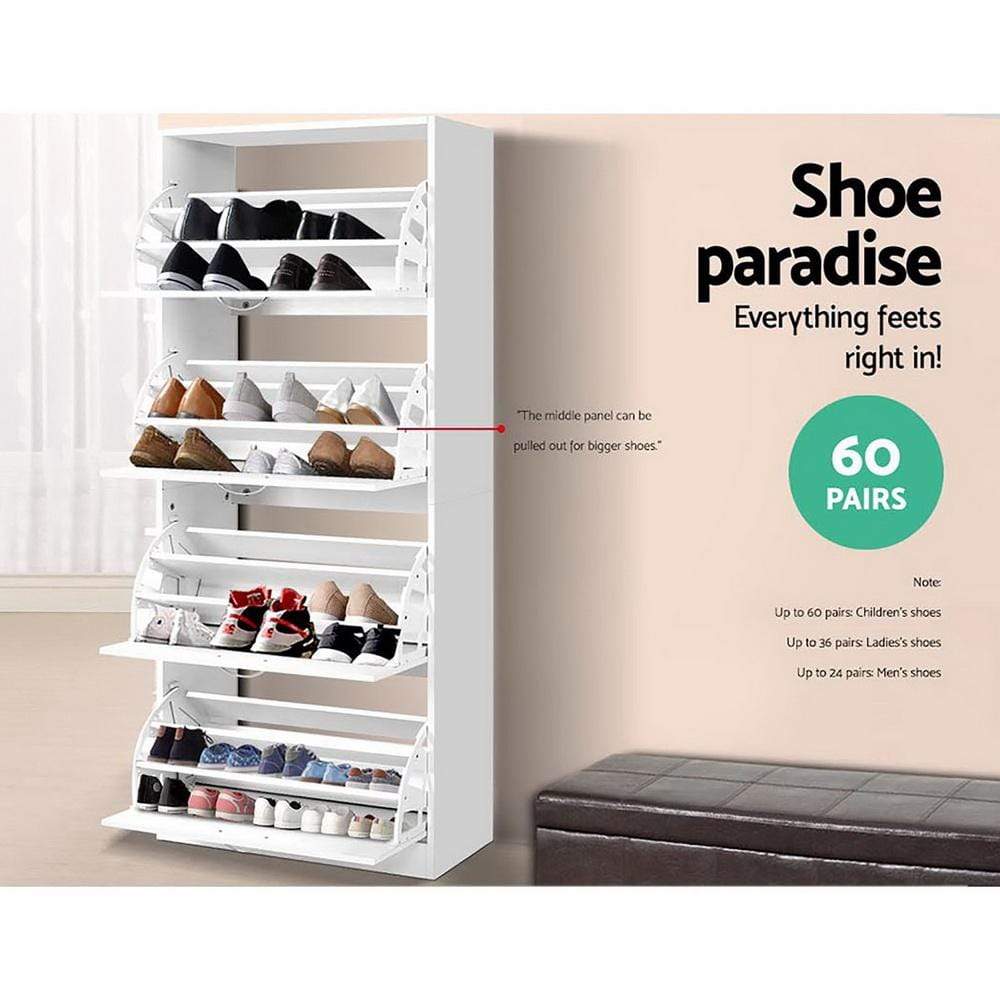 Artiss 60 Pairs Shoe Cabinet Shoes Rack Storage Organiser Shelf Cupboard Drawer - Newstart Furniture