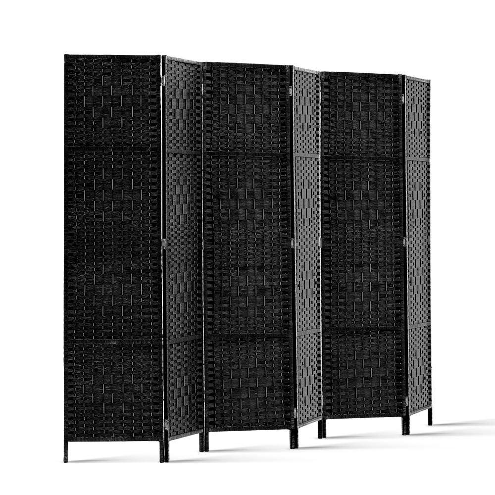 Artiss 6 Panel Room Divider Screen Privacy Timber Foldable Dividers Stand Black - Newstart Furniture