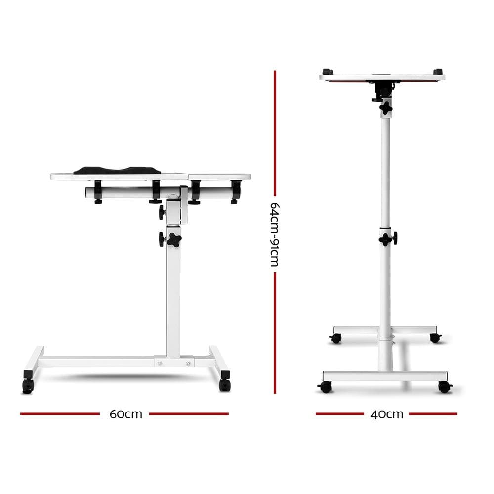 Artiss Laptop Table Desk Adjustable Stand - White - Newstart Furniture