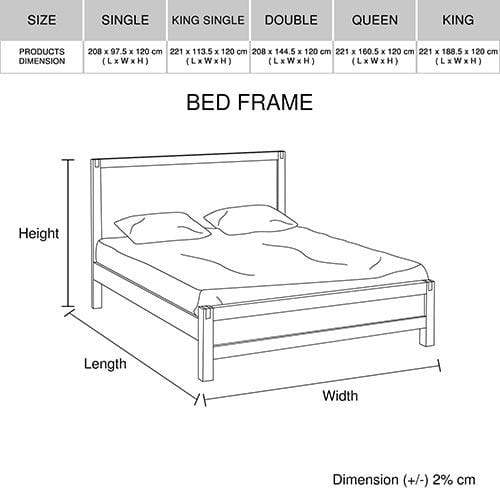Queen size Bed Frame in Solid Acacia Veneered Medium High Headboard in Oak - Newstart Furniture