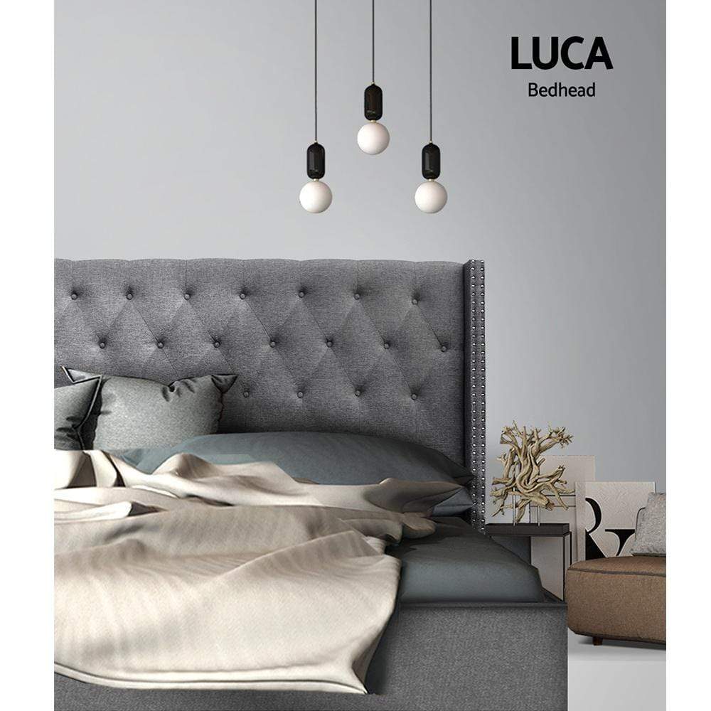 Artiss Bed Head Headboard King Size Bedhead Fabric Frame Base Grey LUCA - Newstart Furniture